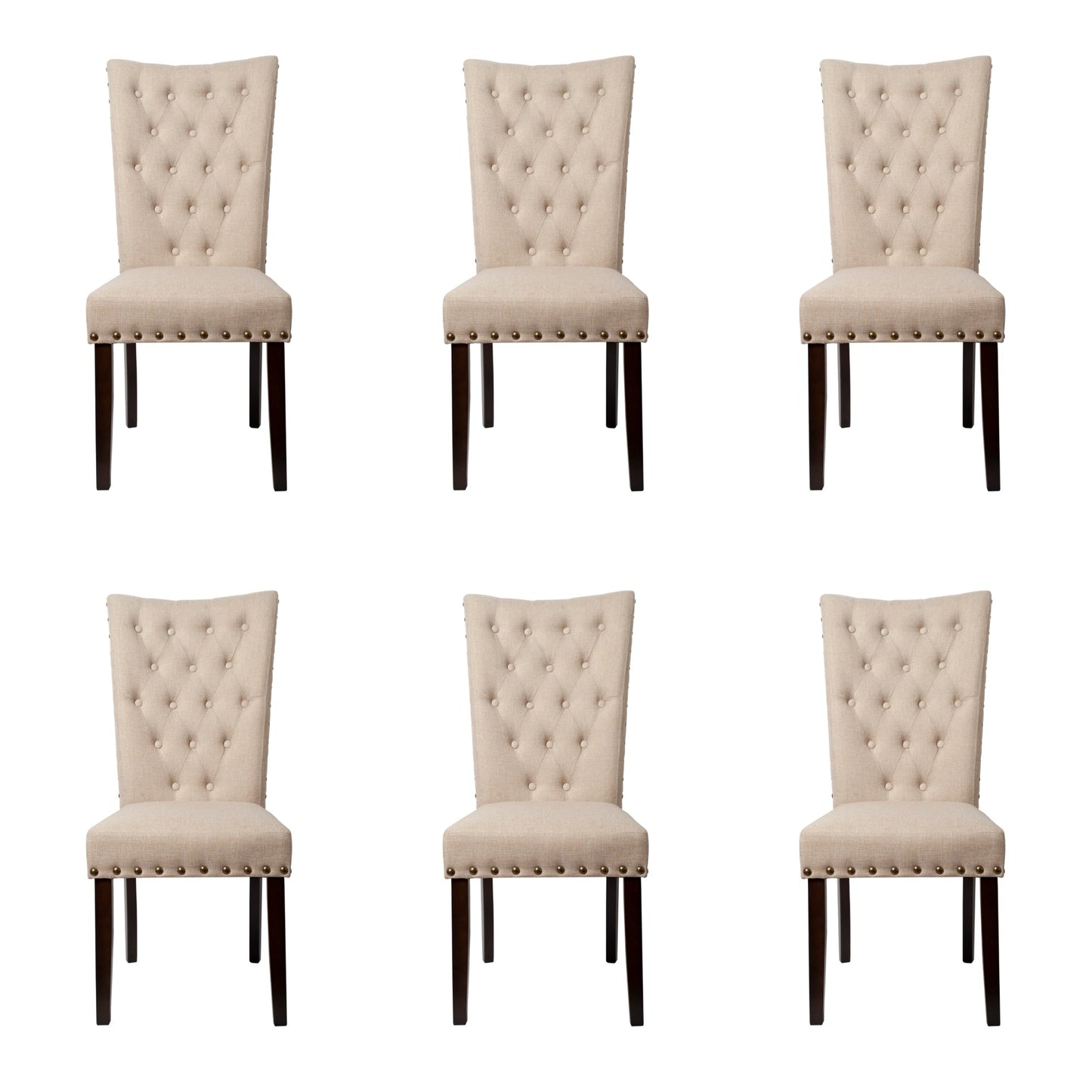 Pack 6 sillas modelo botones capitoné color Beige