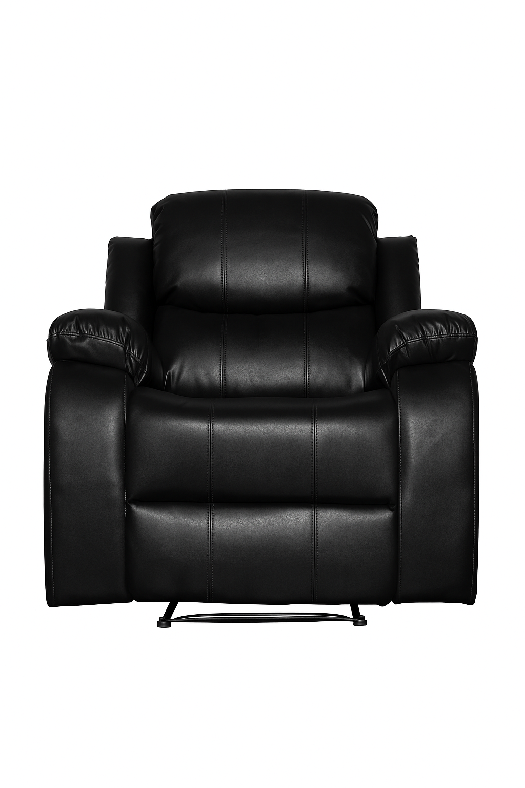 Living Sofá 3 Cuerpos Reclinable color negro mate + 2 Bergers de 1 cuerpo