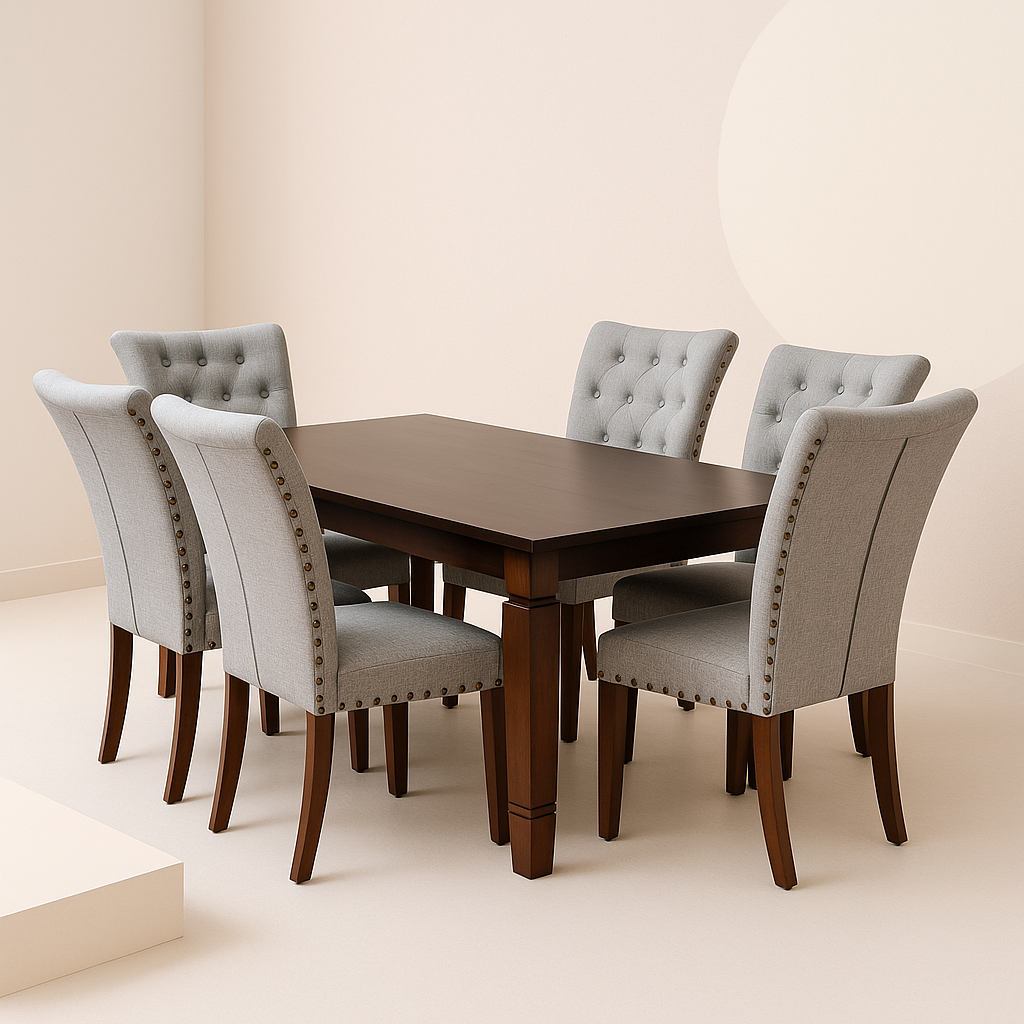 Comedor de madera 6 sillas modelo Grecia color Silver