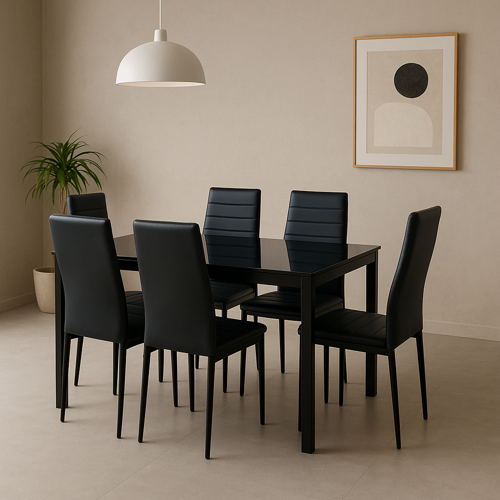 Comedor de vidrio color negro Modelo Asiatico