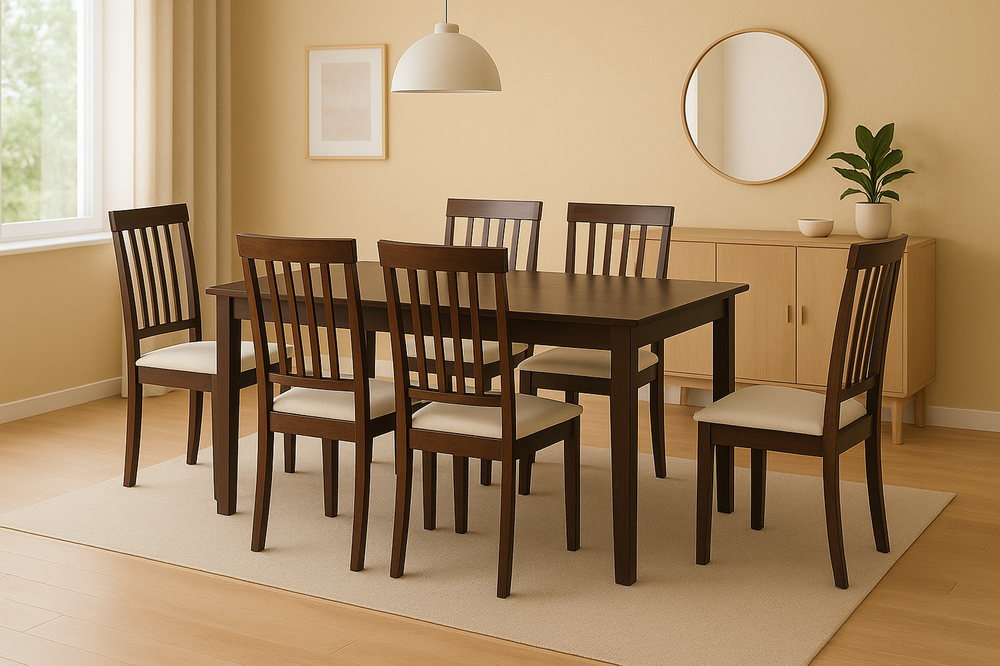 Comedor madera 6 sillas color chocolate modelo Manchester