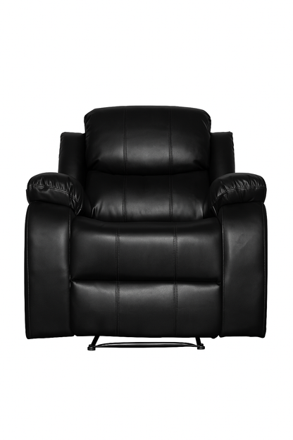 Living Sofá 3 Cuerpos Reclinable color negro mate + 2 Bergers de 1 cuerpo