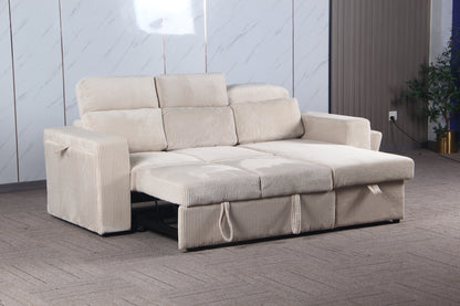 Sofa cama con almacenamiento, modelo Roma color blanco invierno/ crema