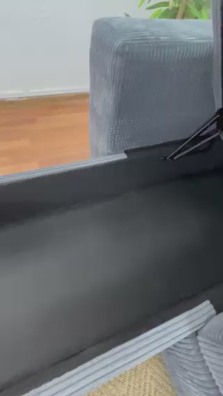 Sofá cama con almacenamiento, sofá L libre disposición color gris azulado