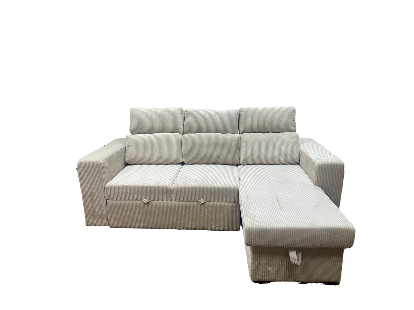Sofa cama con almacenamiento, modelo Roma color blanco invierno/ crema