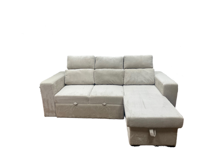Sofa cama con almacenamiento, modelo Roma color blanco invierno/ crema