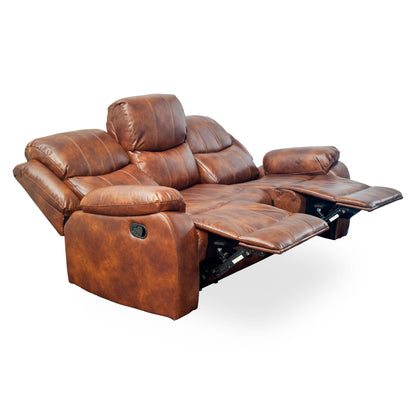 Sofa Berger reclinable 3 cuerpos color café moro